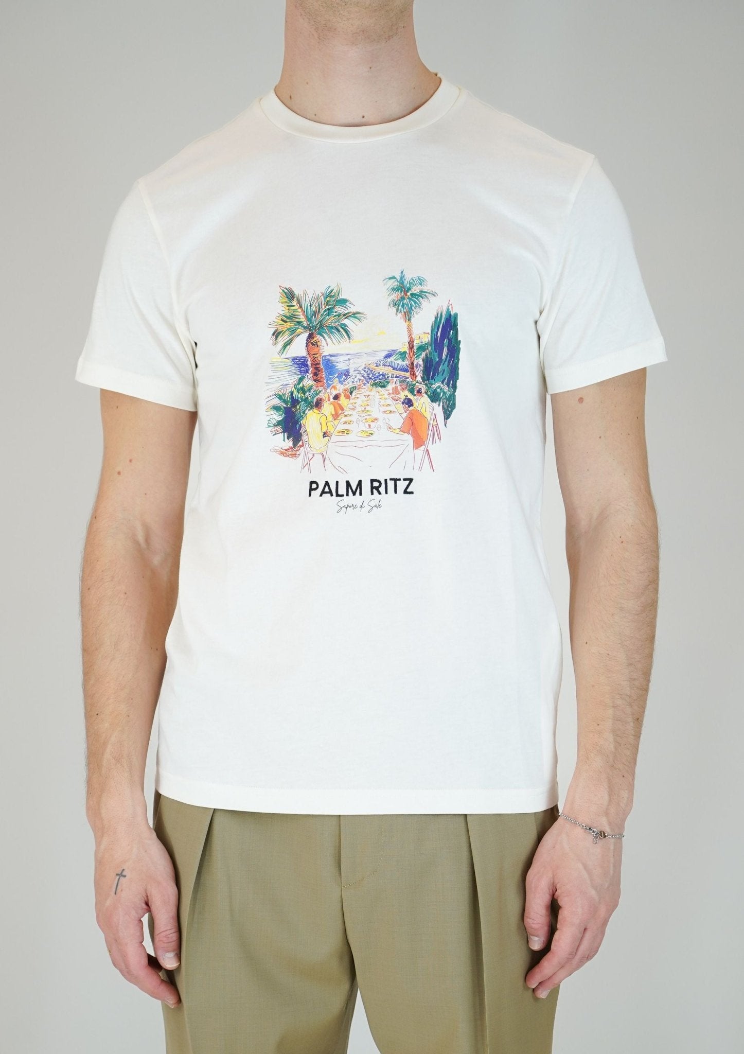 T-Shirt 100% Cotone con Stampa Frontale - De Matteo Uomo