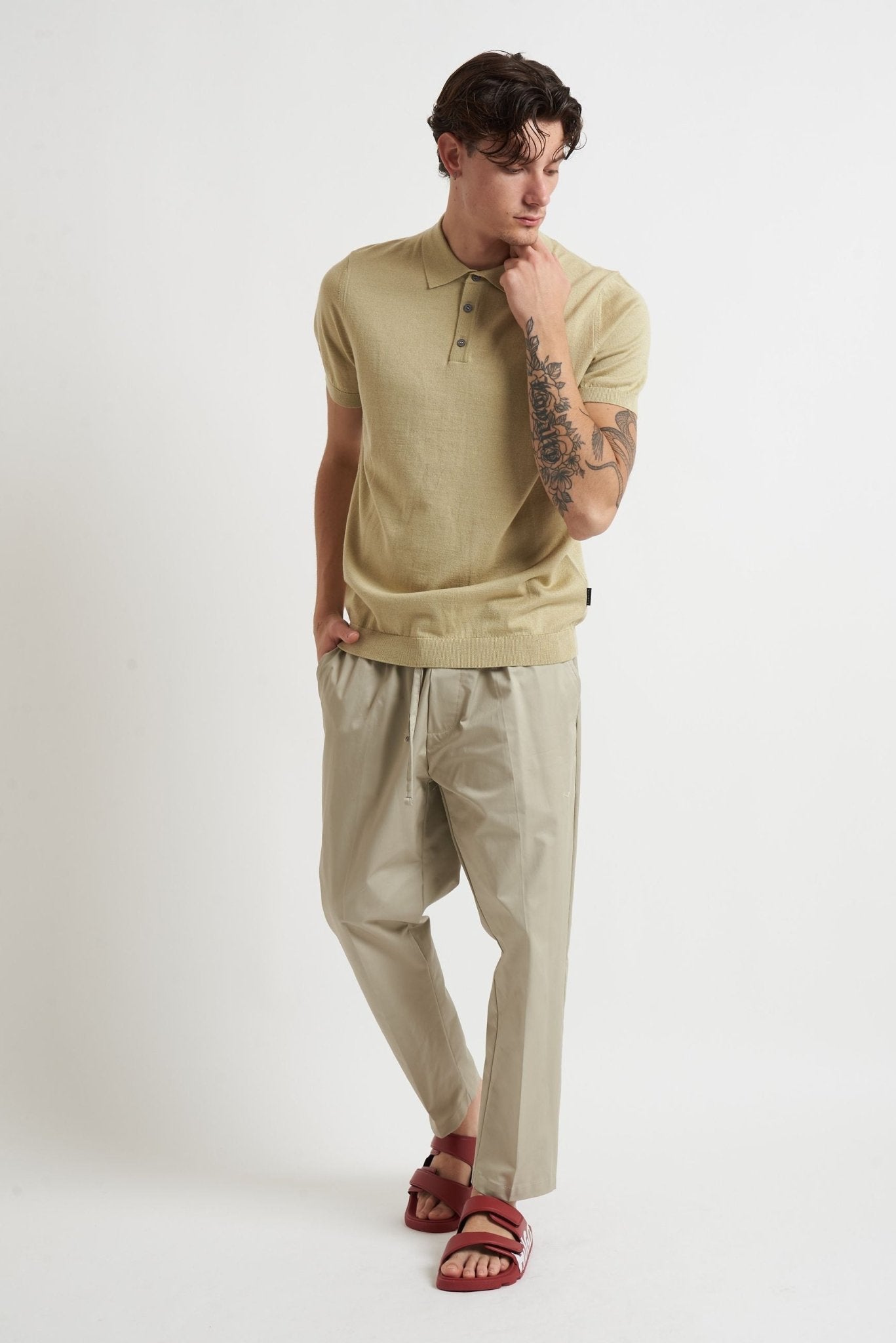 T-shirt Basic con Bottoni in Cotone 15522e, - De Matteo Uomo