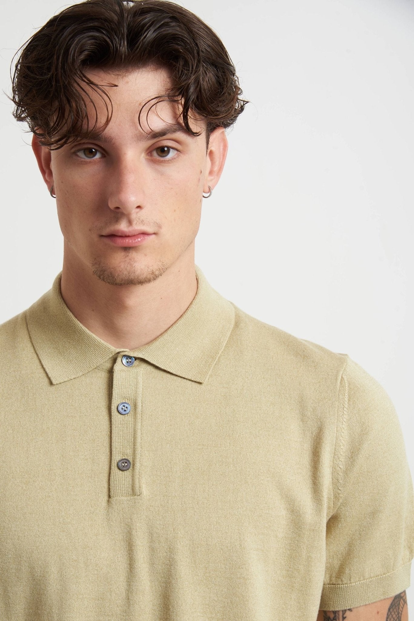 T-shirt Basic con Bottoni in Cotone 15522e, - De Matteo Uomo