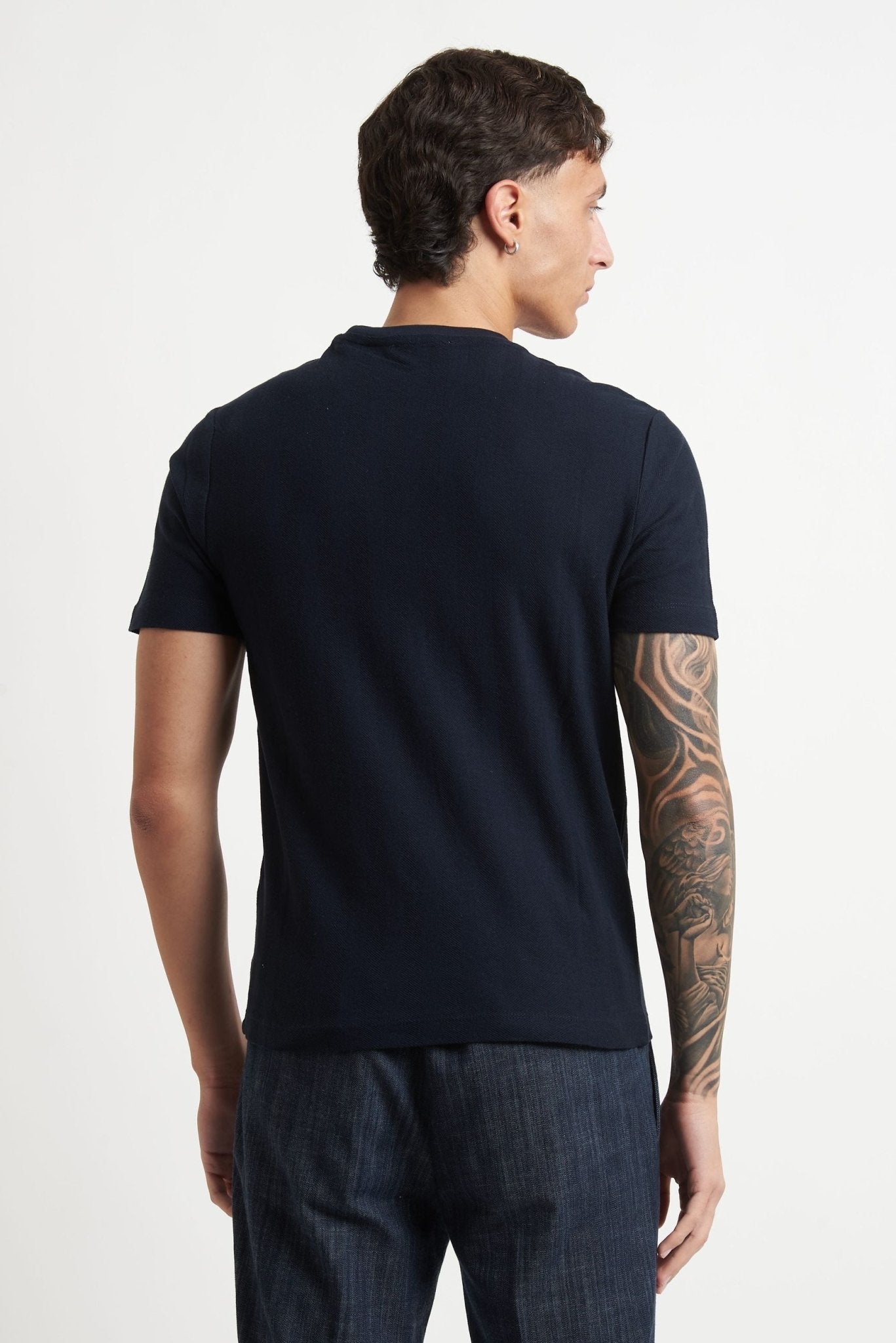 T-shirt Basic in Cotone con Fantasia Spina di Pesce - De Matteo Uomo