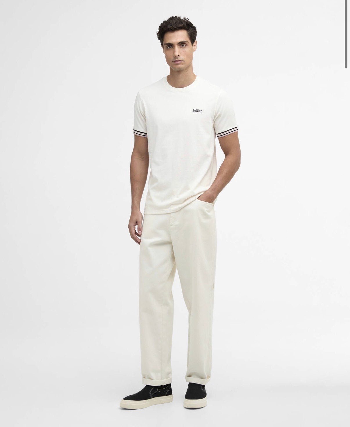 T-shirt Basic in Cotone con Logo sul Petto e Dettagli a Contrasto wh32. - De Matteo Uomo