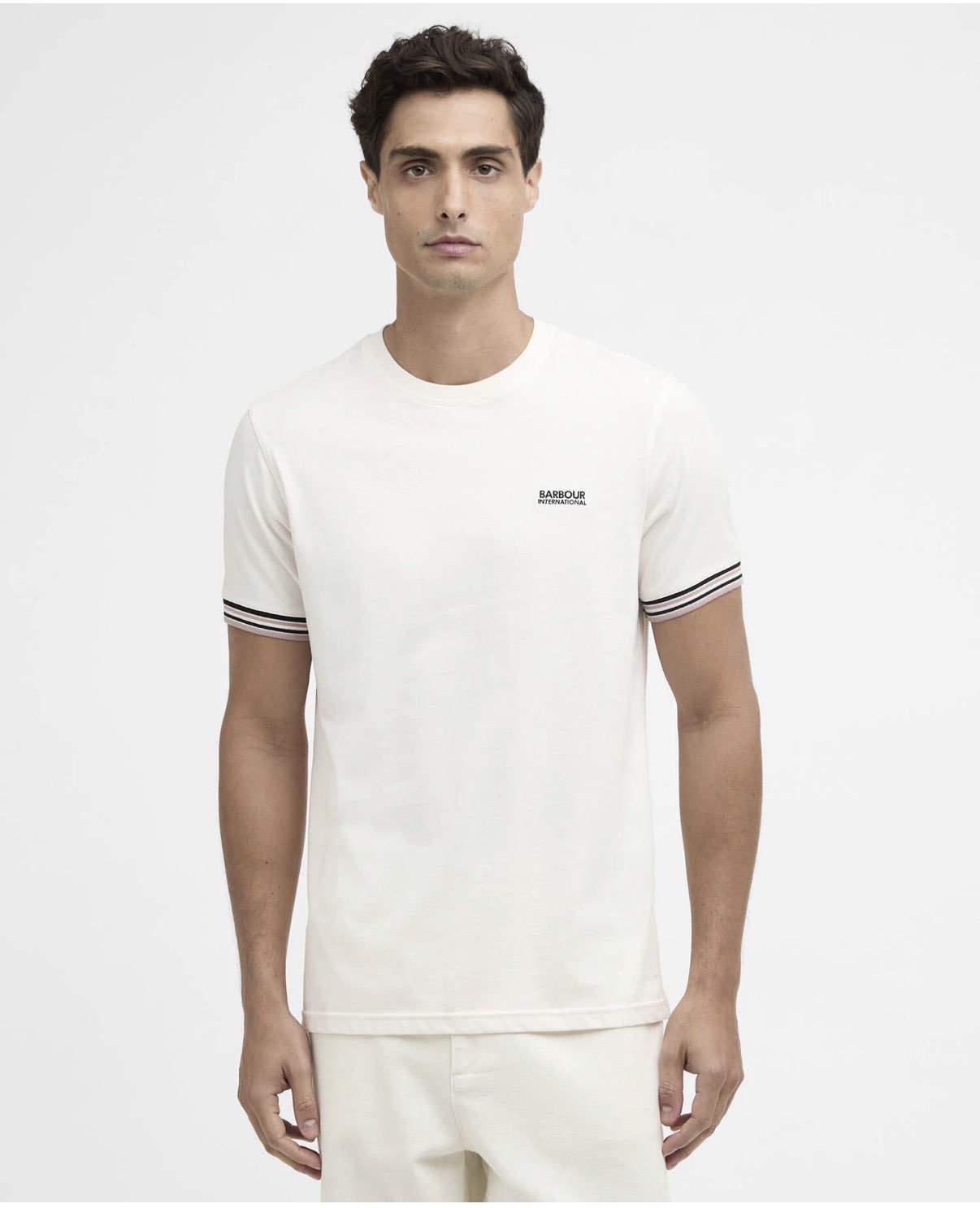 T-shirt Basic in Cotone con Logo sul Petto e Dettagli a Contrasto wh32. - De Matteo Uomo