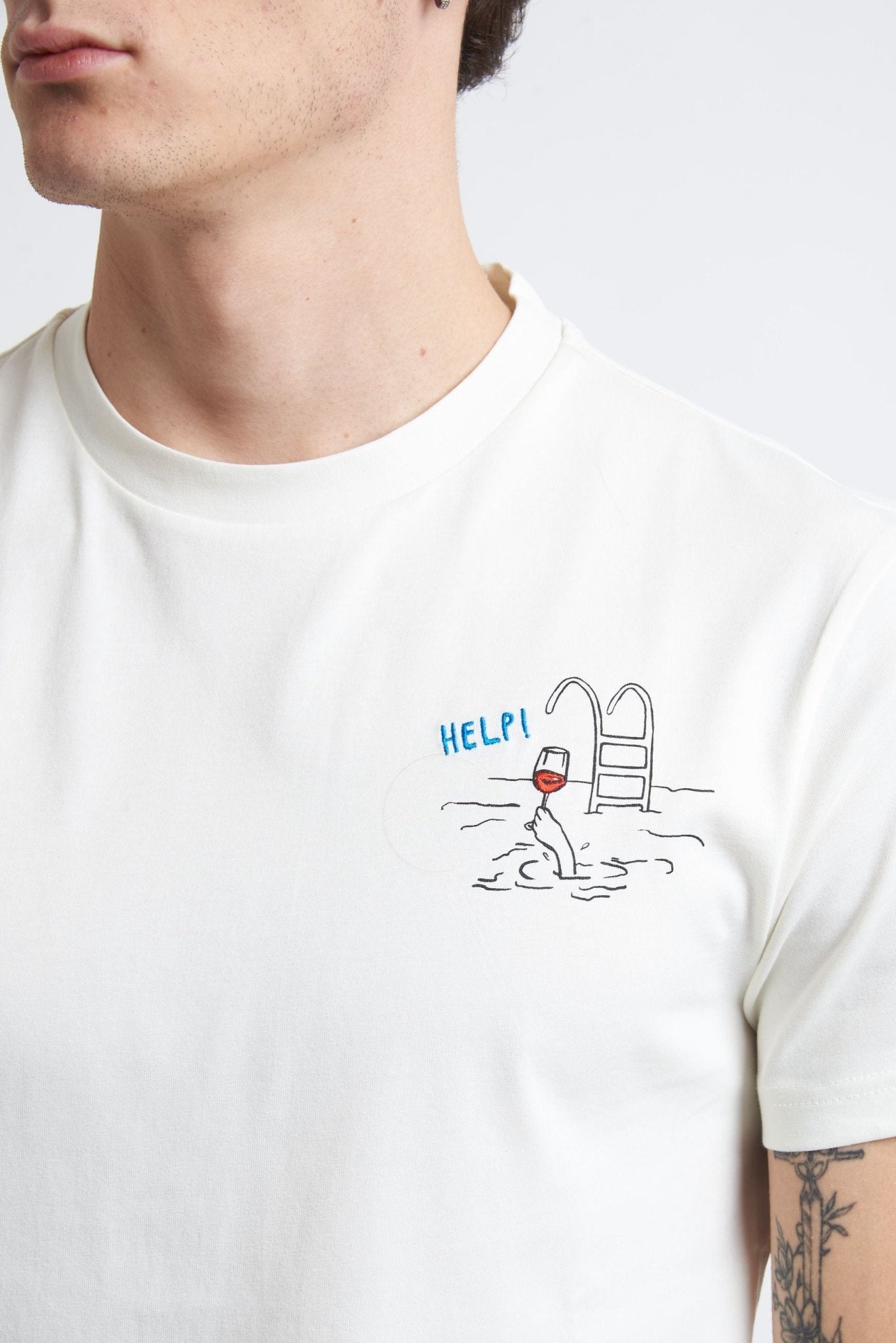 T-shirt Basic in Cotone con Stampa Frontale sul Petto - De Matteo Uomo