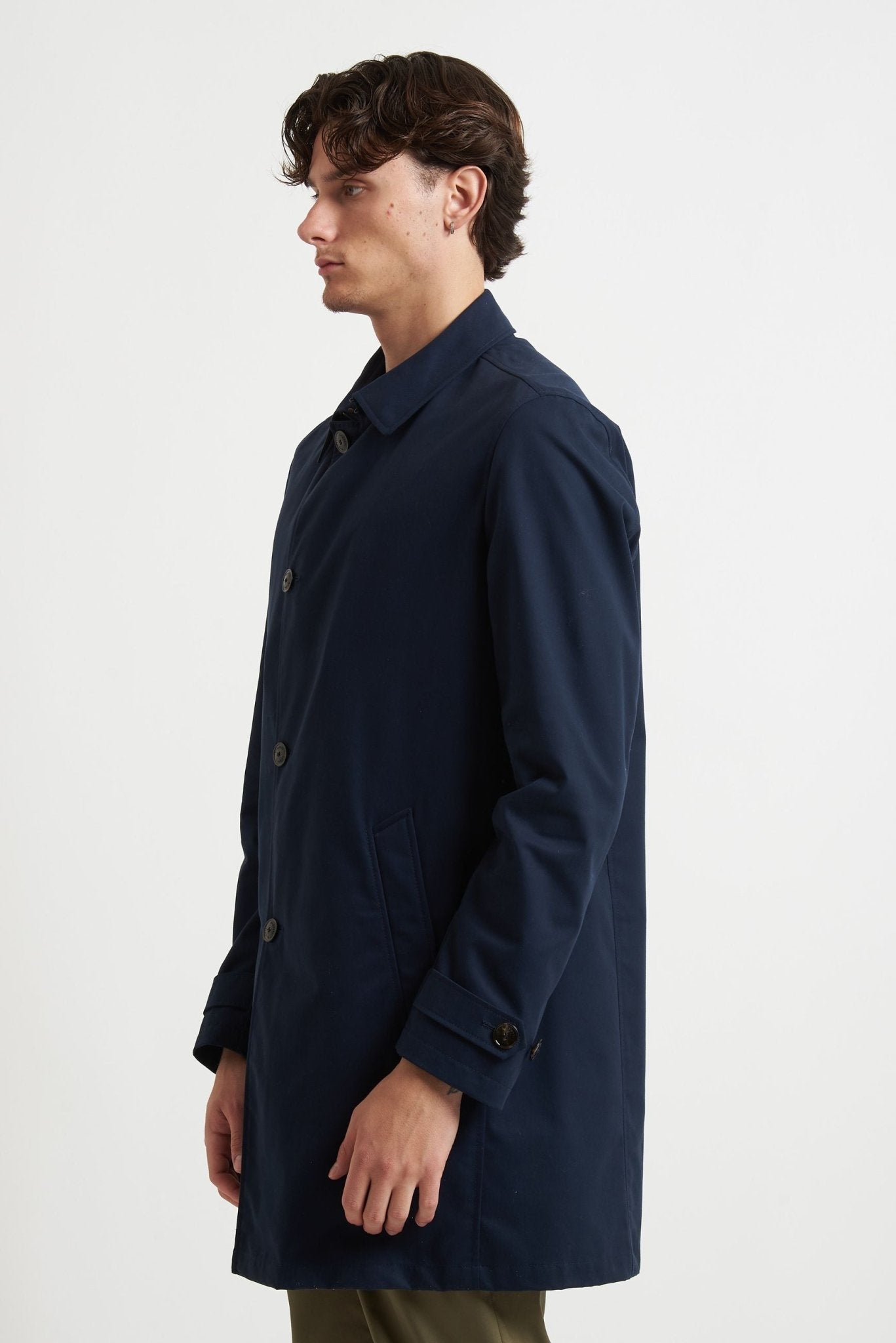 Trench Impermeabile con Collo Camicia e Tasche con Pattina 59051 - De Matteo Uomo