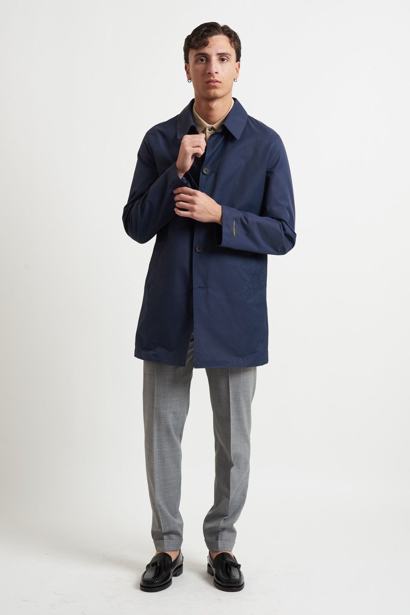 Trench Impermeabile con Collo Camicia e Tasche con Pattina h8400 - De Matteo Uomo