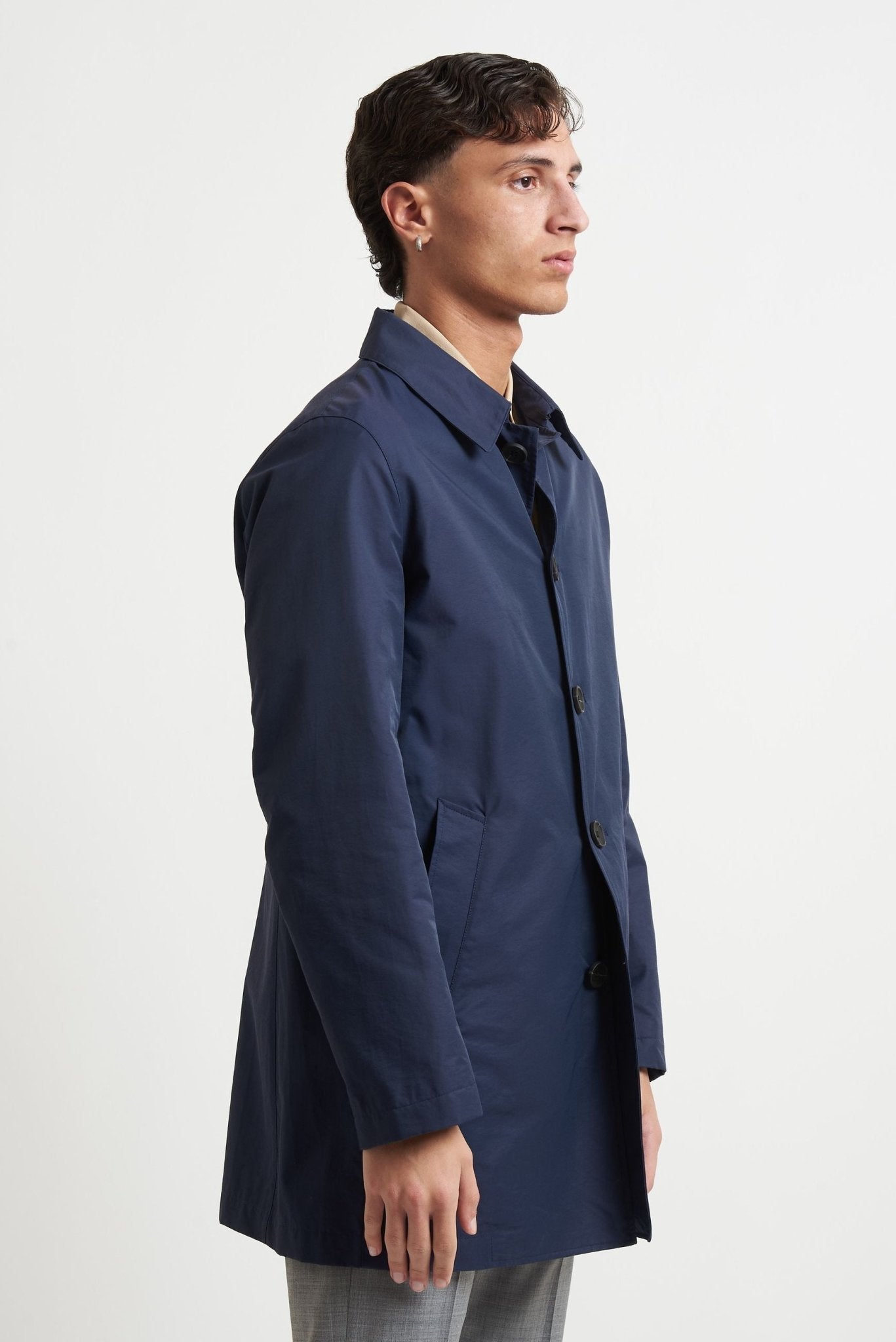 Trench Impermeabile con Collo Camicia e Tasche con Pattina h8400 - De Matteo Uomo