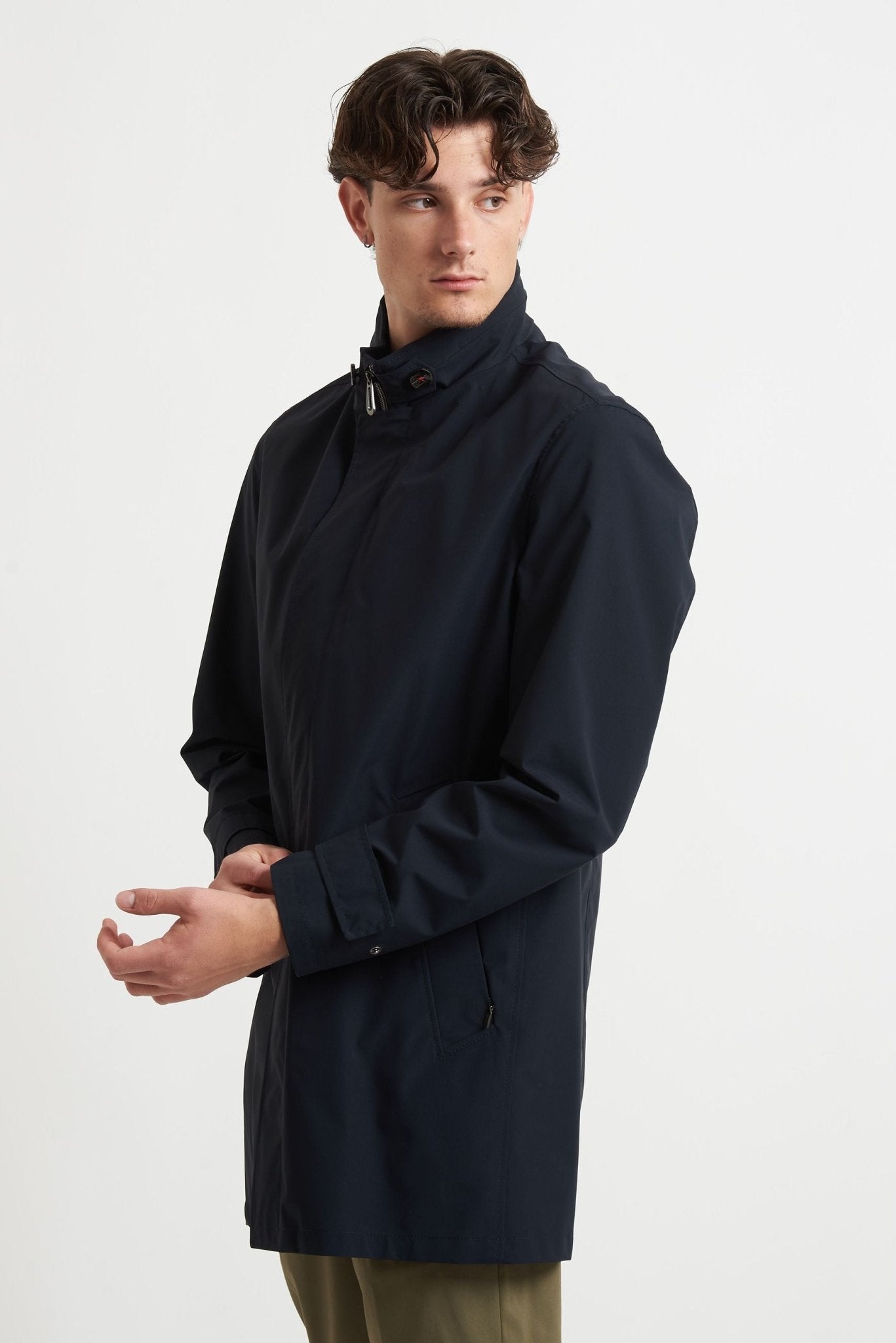 Trench Impermeabile con Zip e Bottoni e Tasche con Chiusura a Cerniera 39031 - De Matteo Uomo