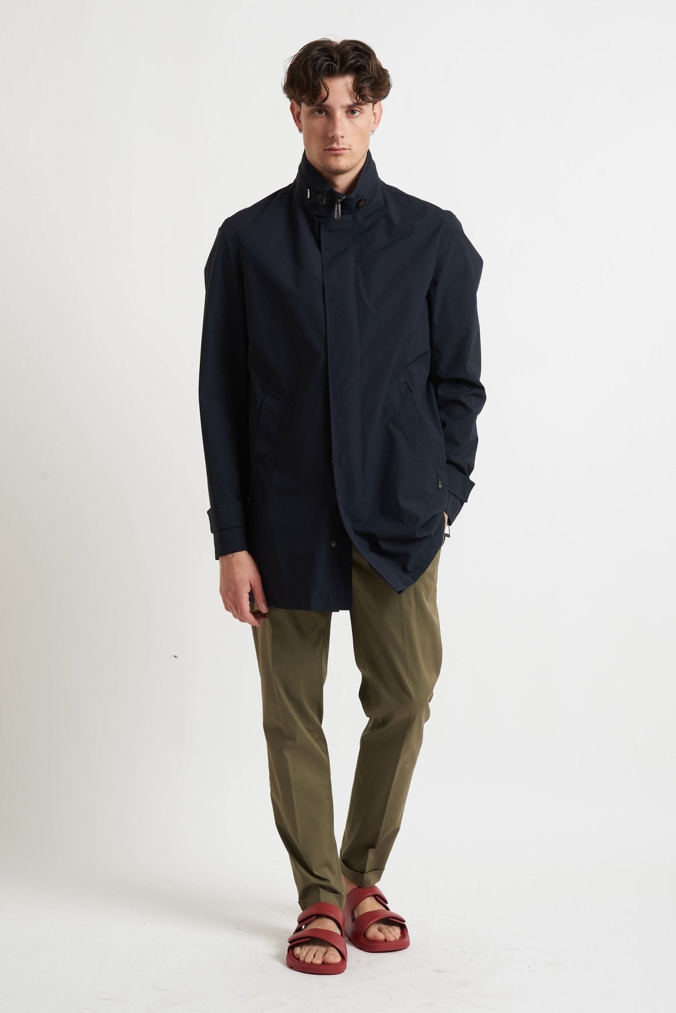 Trench Impermeabile con Zip e Bottoni e Tasche con Chiusura a Cerniera 39031 - De Matteo Uomo