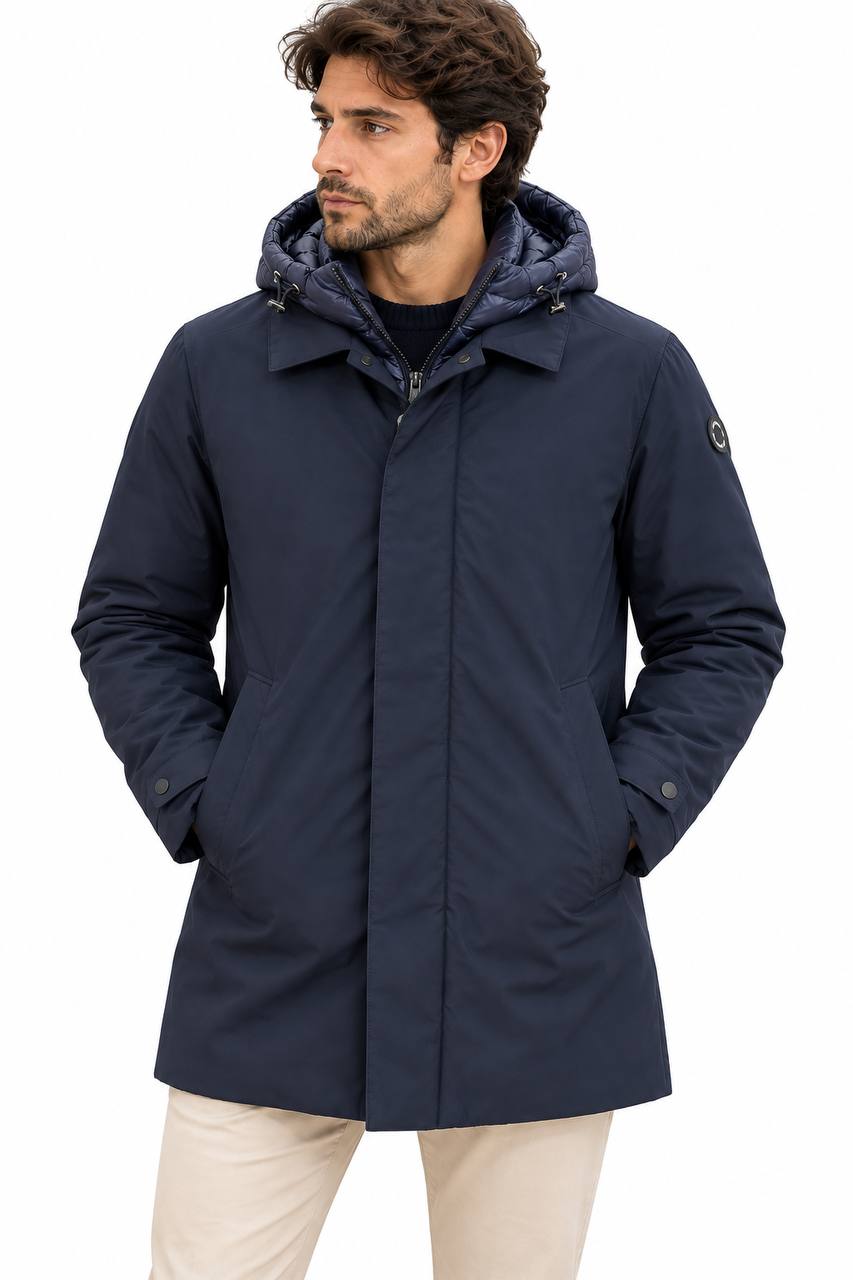 Trench Uomo Termico e Idrorepellente con Cappuccio Removibile - De Matteo Uomo