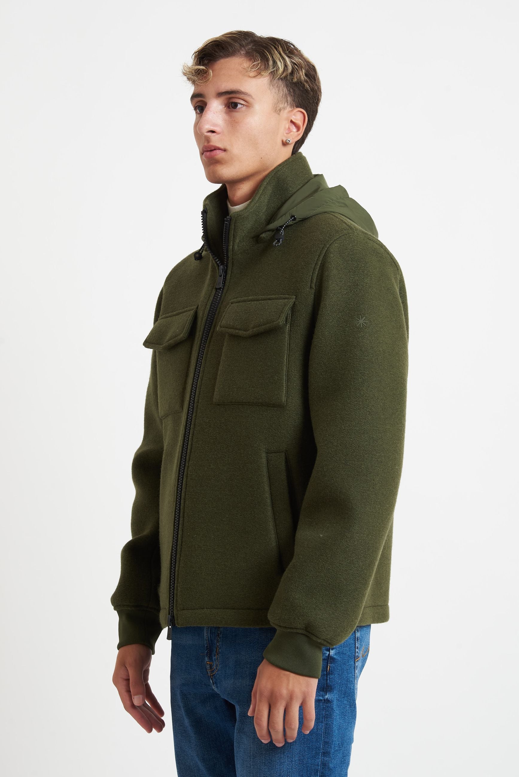 MANUEL RITZ Bomber Uomo con Cappuccio Staccabile Jersey e Neoprene 3732H8417C 243806