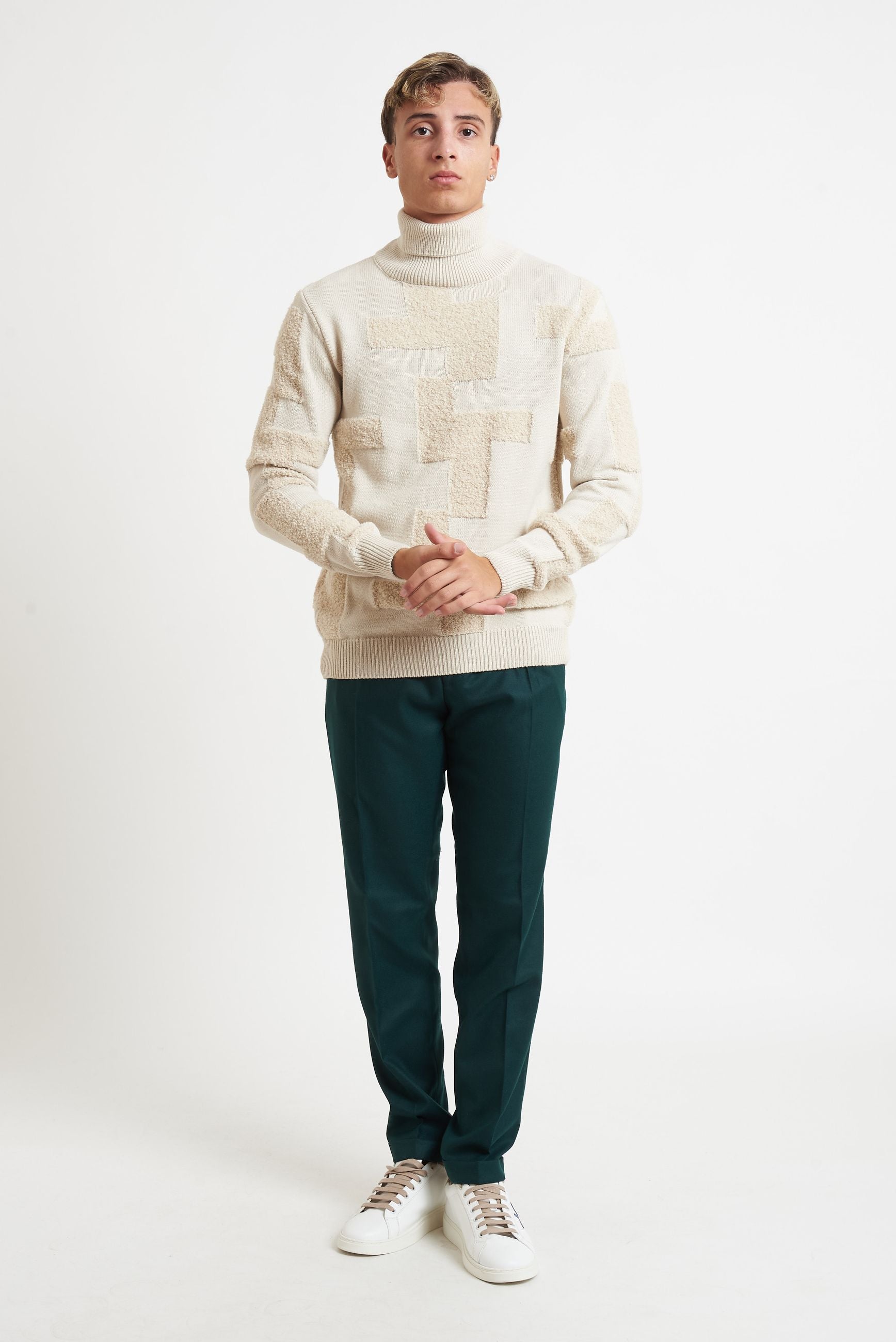 prime homme Maglia Dolcevita Uomo con Fantasia Geometrica ma131