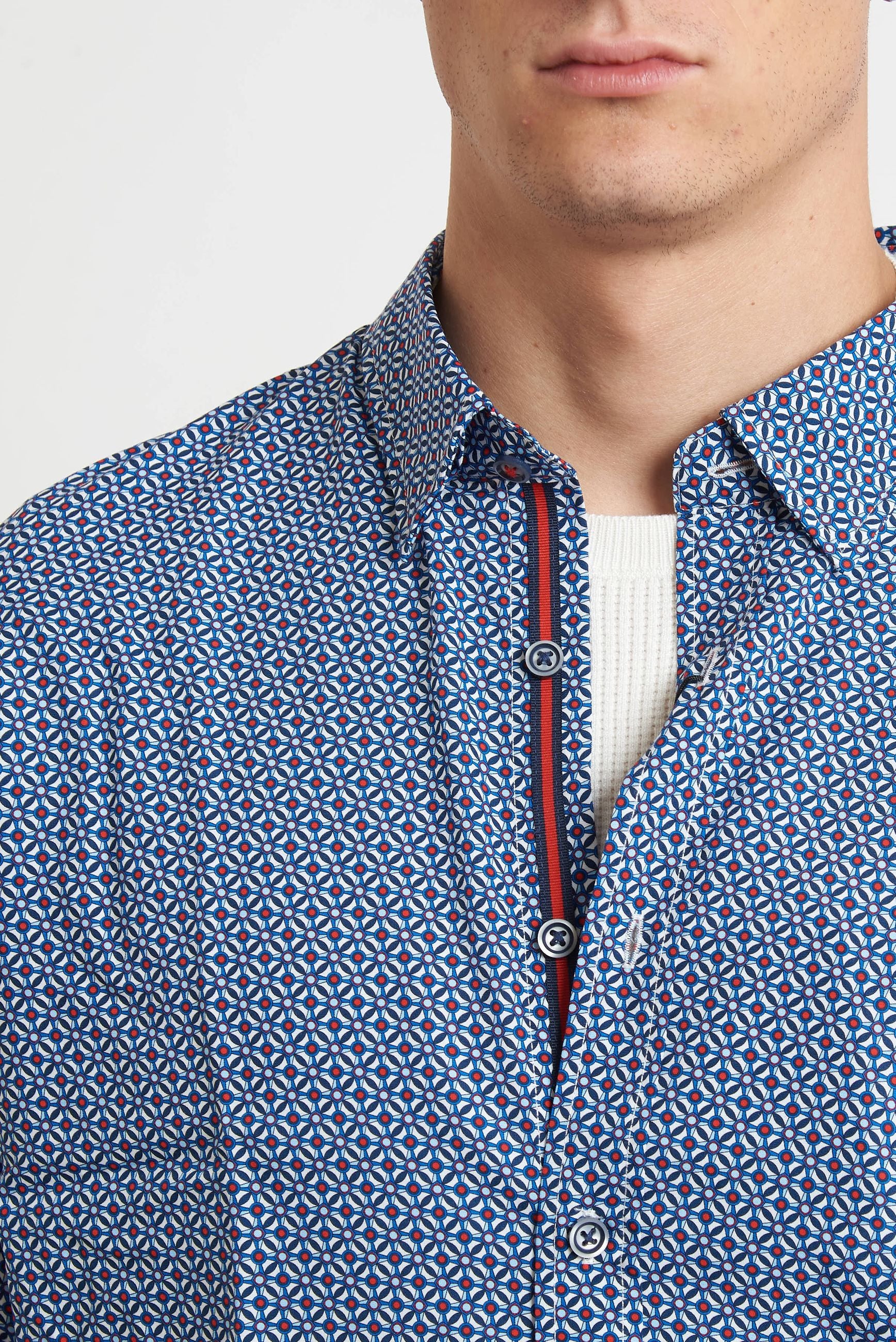 BUGATTI Camicia Uomo Fantasia Collo Mezzo Francese Modello 58611 a
