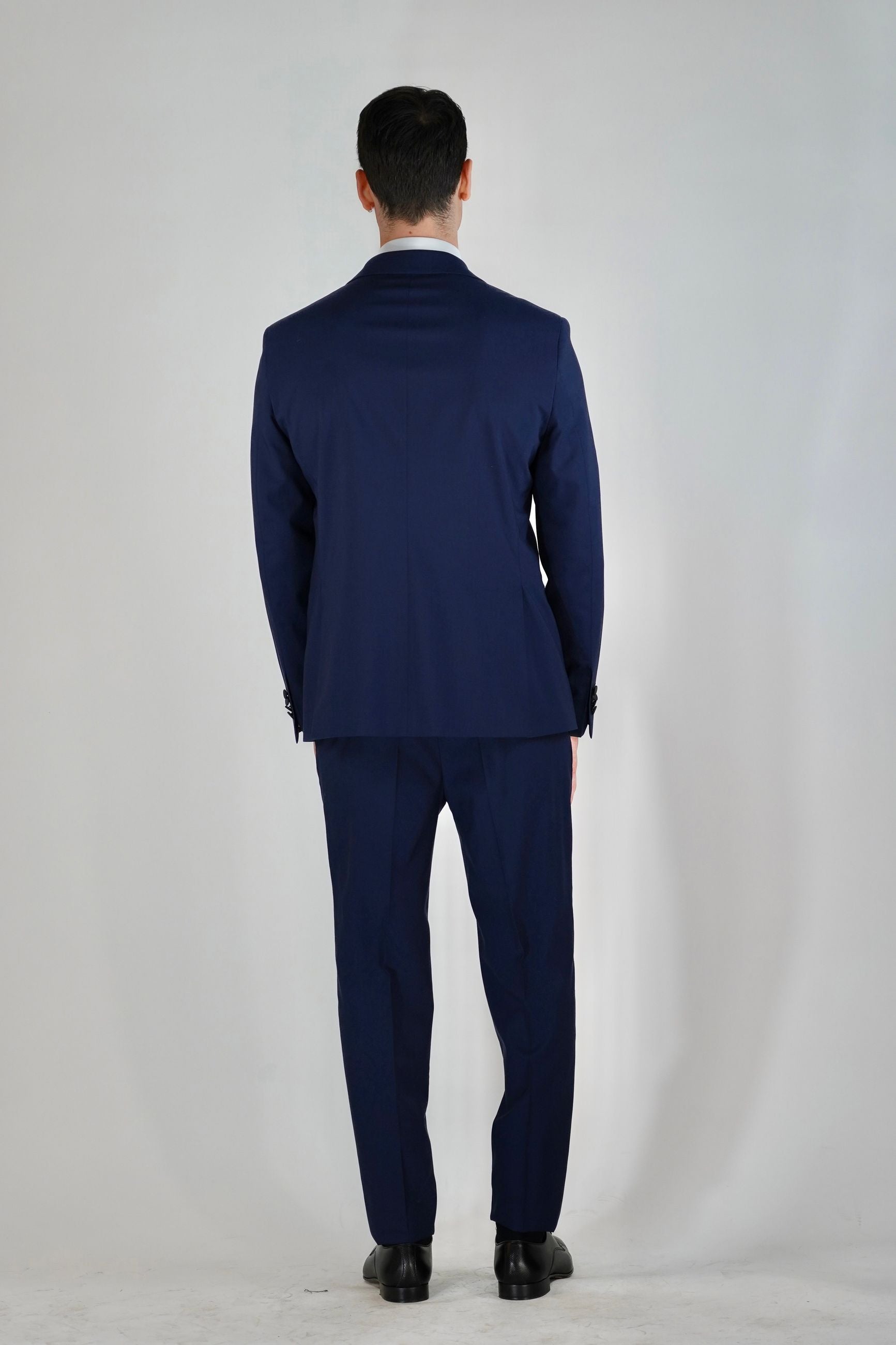 Smoking Doppiopetto Drop 8 Foderato con Rever a Lancia e Pantalone Slim Fit